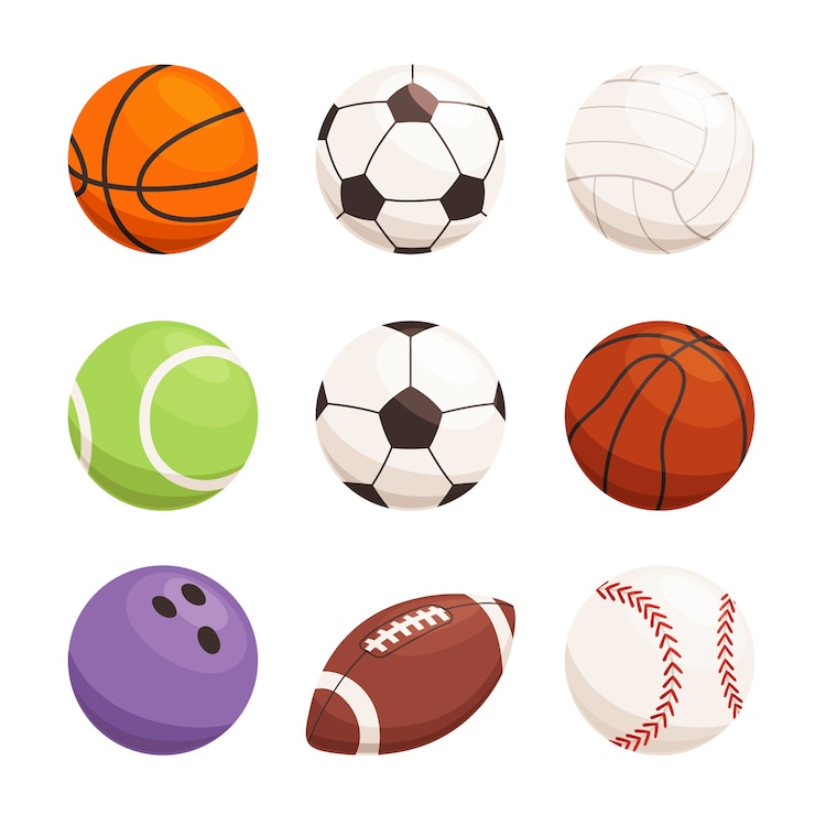 Vector set of balls for different sports. sports equipment for football, basketball, handball. modern sports icons. isolated on a white background.