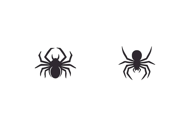 Set of Black Spider on White Background Illustration