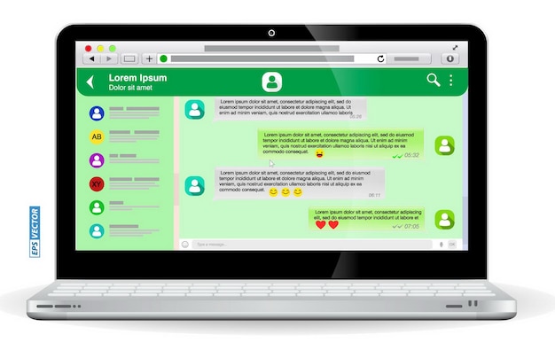 set of blank template messaging or green chatting messages or social network messages chat