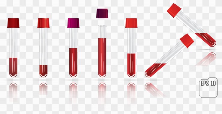 Vector set of blood collection tube. vector test tubes filled with bloo