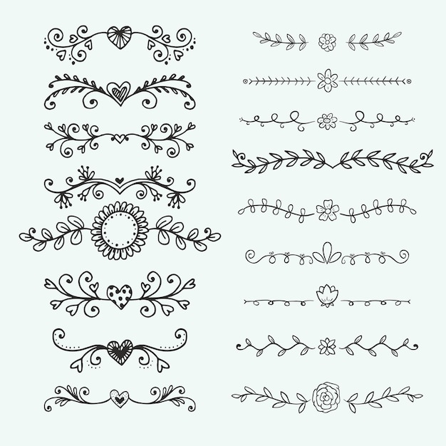 Set of book vignettes dividers and separators text delimiters collection vector