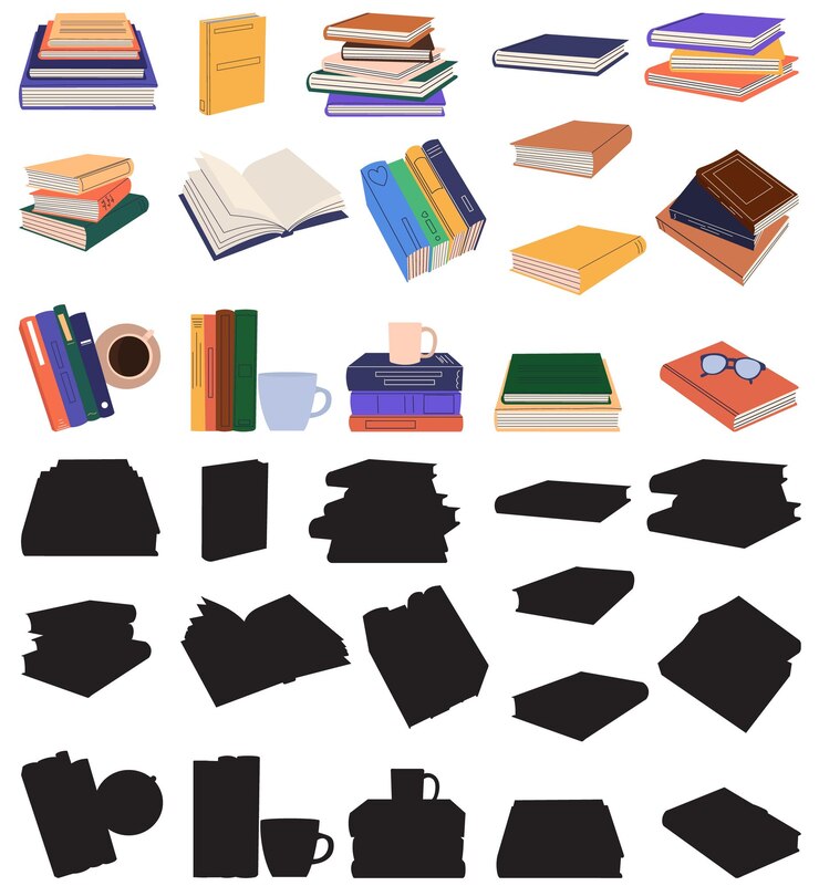 Vector set of books in doodle style isolated vector