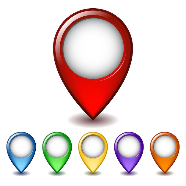 set of bright map pointer icon vector illustration