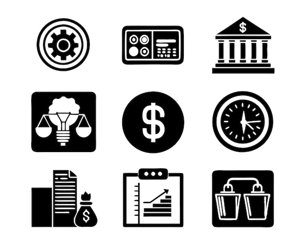 set of business icon illustrationidea contact target organization community network technolog