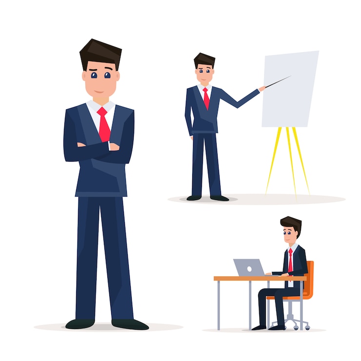 Vector set of businessman character design.