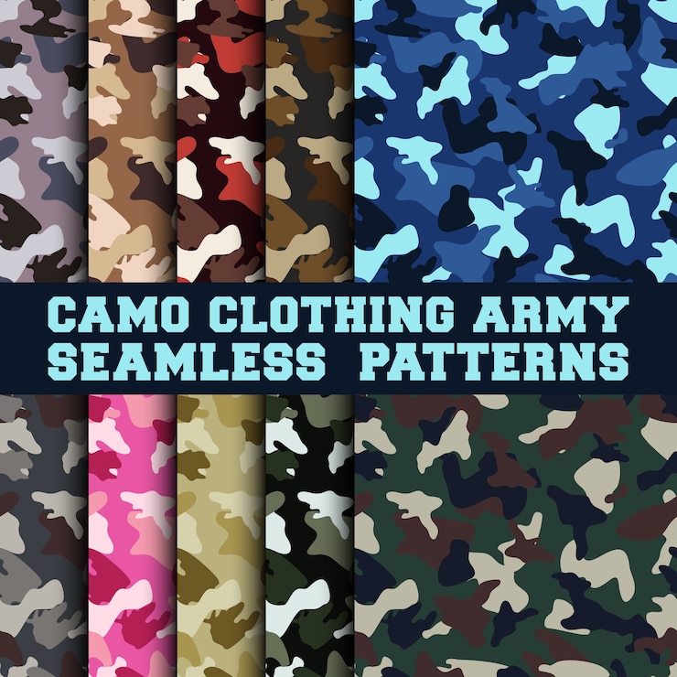 Vector set of camouflage clothing army seamless pattern