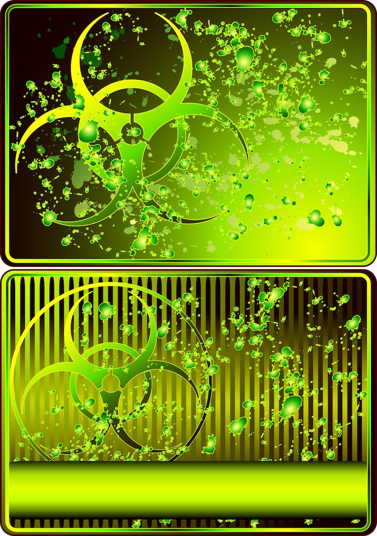 Vector set of cards with biohazard sign