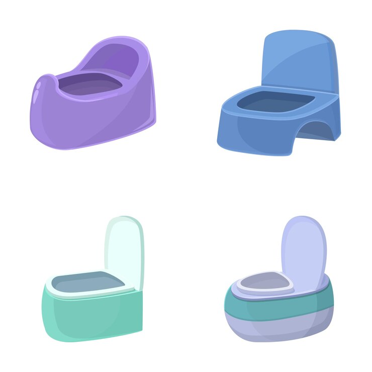 Vector set of cartoon baby potty chairs