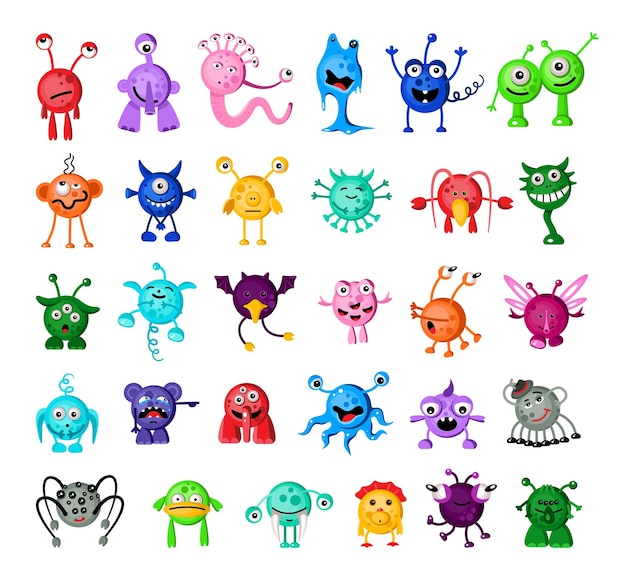 Set of cartoon colorful monsters