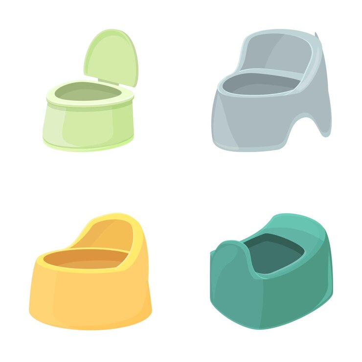 Vector set of cartoon potty chairs for toddlers