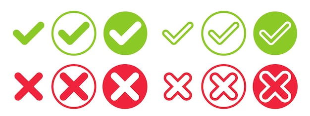 Set of check mark and red cross. Symbol button for any necessity.