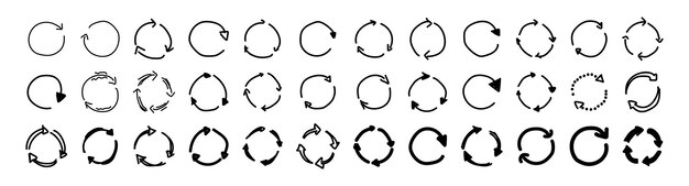 set of circle arrows hand drawn circle arrows black loading symbol circular arrow icon refresh
