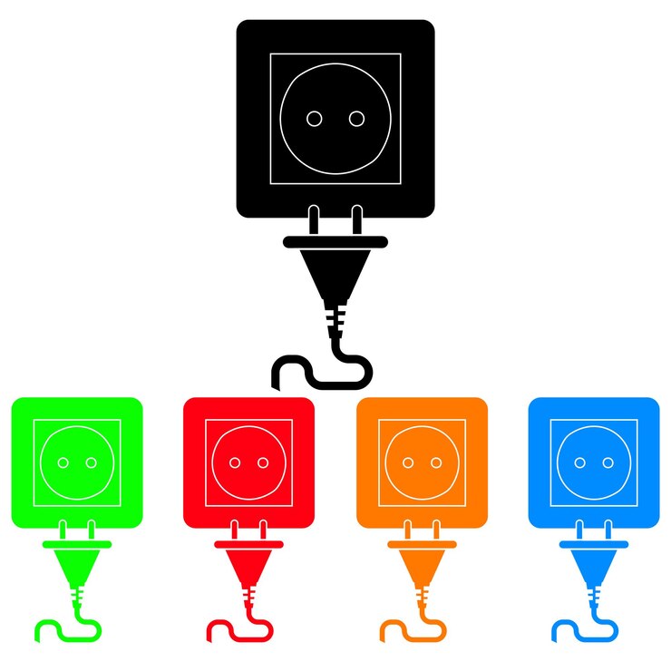 Vector set of colored icons socket and plug