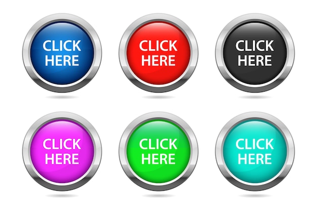 Set of colored round buttons collection of vector design