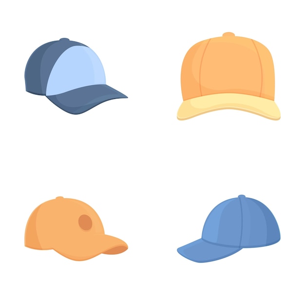 set of colorful baseball caps illustration