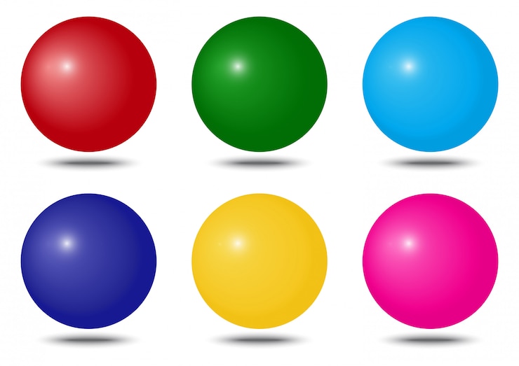 Vector set of colorful spheres with shadow.   illustration