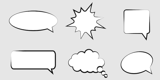 Set of comic empty speech bubbles Vector Illustration on grey background