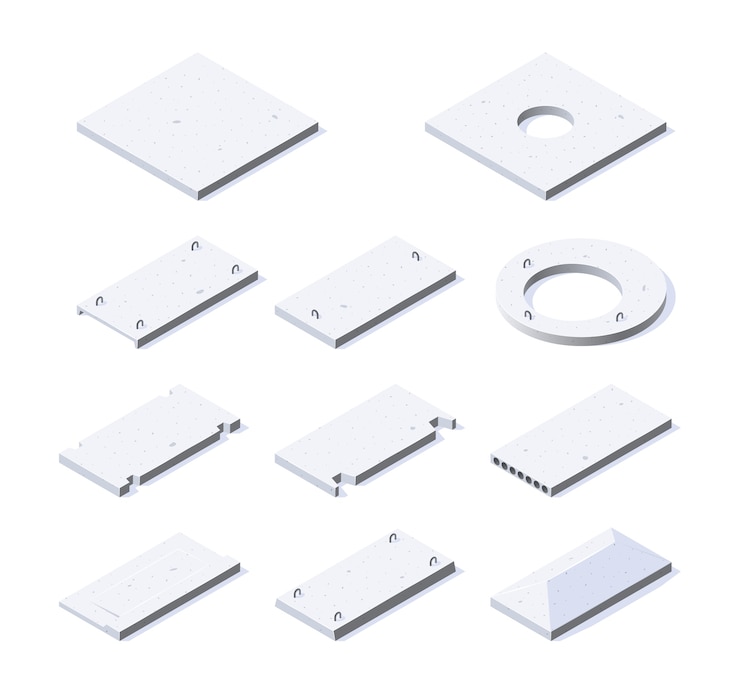Vector set of concrete slab icons