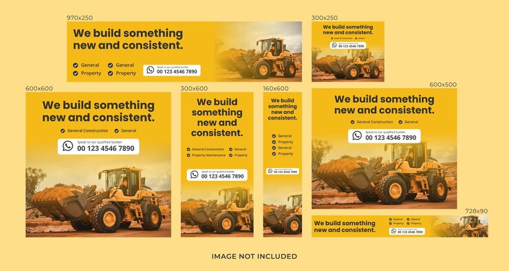 Vector set of construction social media promotion cover and web banner post design template collection