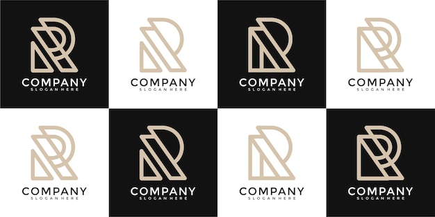 set of creative abstract monogram letter r logo design inspiration