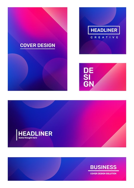  set of creative pink and purple abstract illustration with bokeh. business abstraction