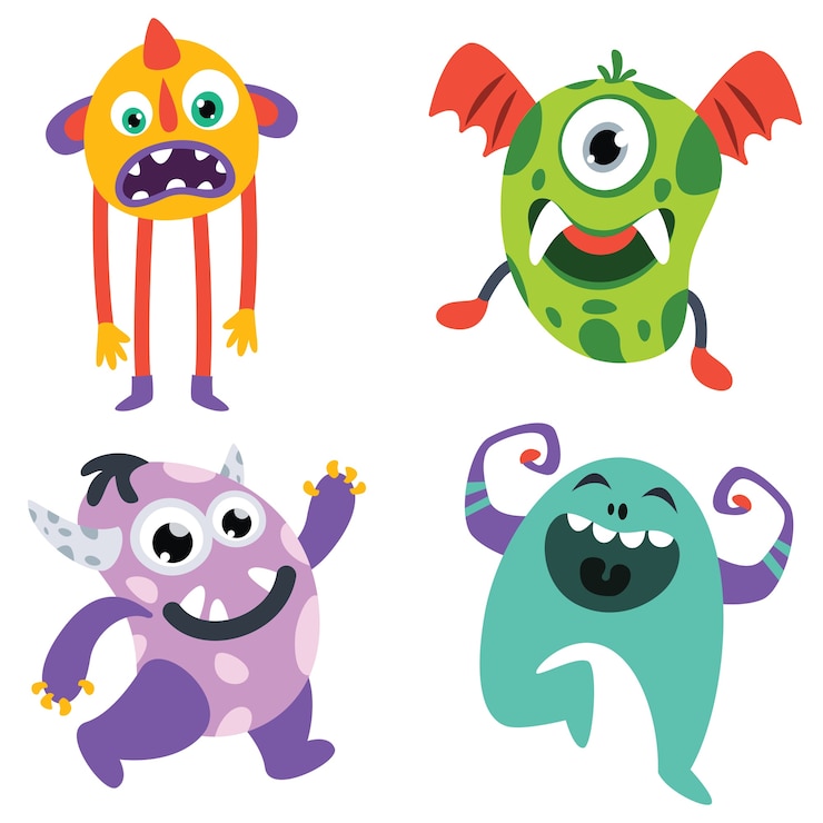 Vector set of cute colorful monsters