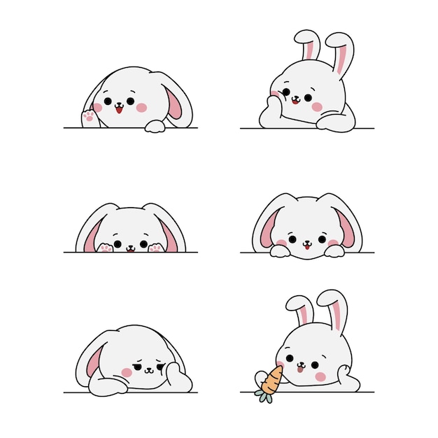 Set of cute rabbit vector
