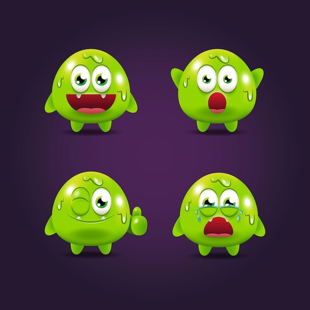 Set of cute slime monster character perfect for game character and video for kids