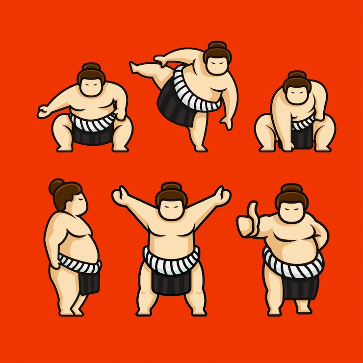 Vector set of cute sumo japan character