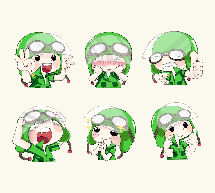 Vector set of delivery man expression cartoon illustration