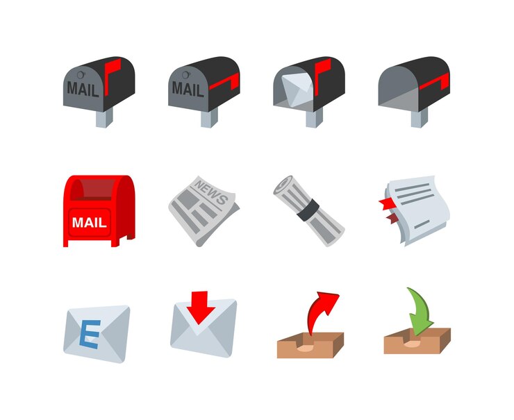 Vector set of different mailboxes in flat design