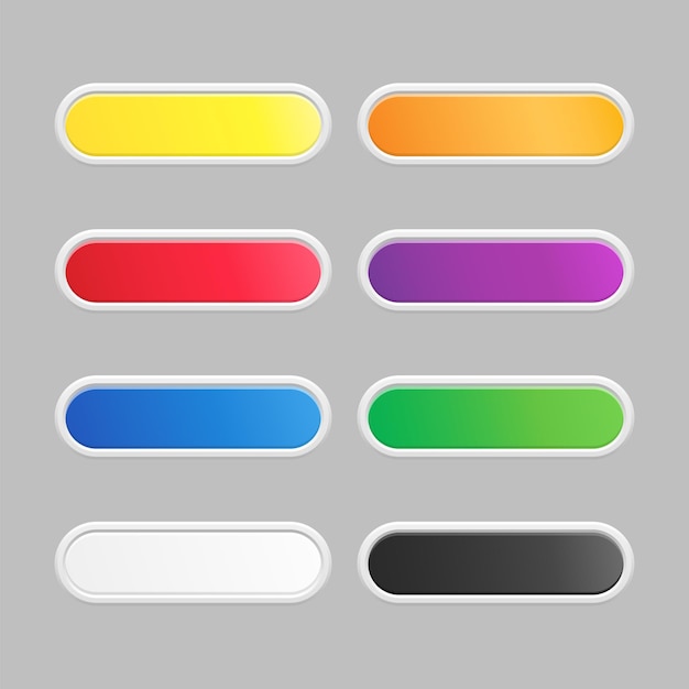 set of empty button with 8 different colors