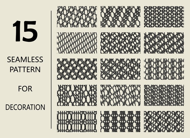 Set of fifteen seamless patterns for decoration
