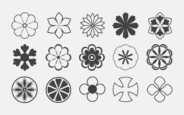 Set of floral designs in vector style