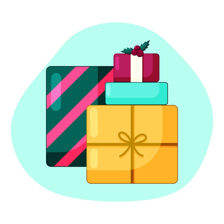 Set of gift boxes cartoon style vector illustration isolated elements