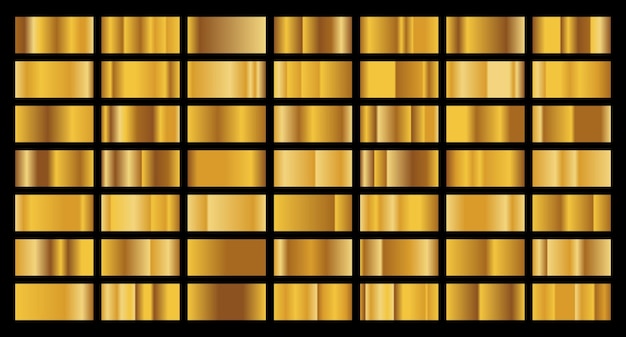 Set of gold texture background Gold background texture Steel metal background templates Metal gradient collection Vector illustration