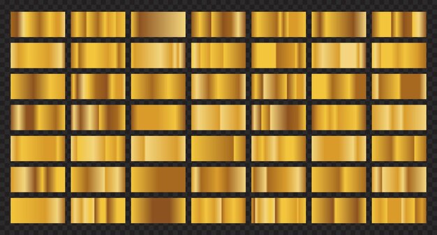 Set of gold texture background Gold background texture Steel metal background templates Metal gradient collection Vector illustration