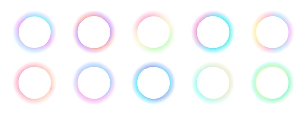 set of gradient with blur glowing frames on white background collection of futuristic glowing neon