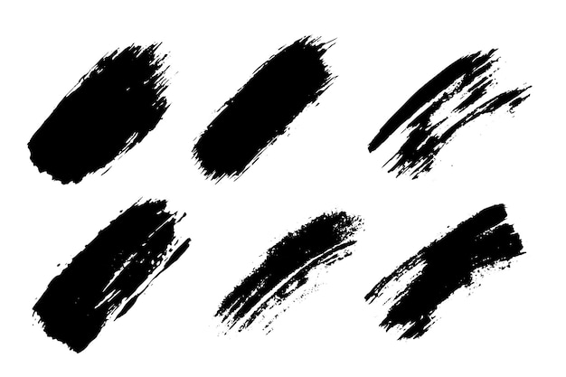 Set of Grunge Black Brush Strokes for Graphic Design and Textures