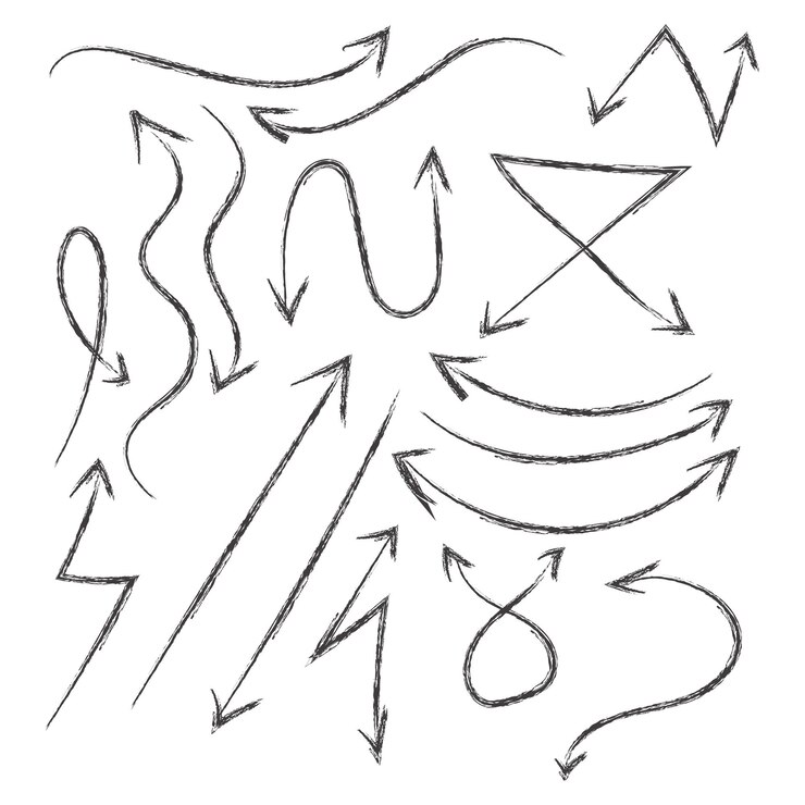 set of hand drawn arrows vector illustration