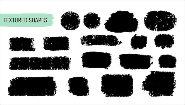 Set of hand drawn organic textured shapes