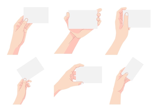 set of Hand holding blank business card
