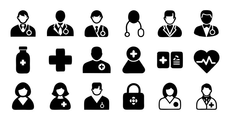 Set of Healthcare and Medicare Service Icons Ambulance Heartbeat and Medical Assistance Symbols