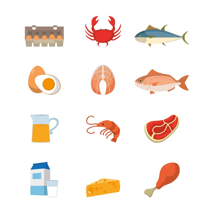 Vector set of healthy food ingredients collection 
