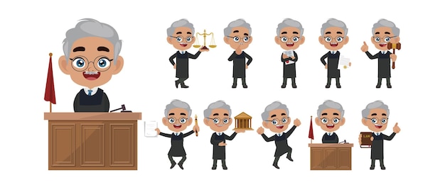 Set of judge with different poses
