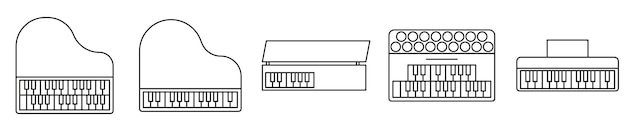 Set of keyboard musical instruments Keyboard instruments thin line