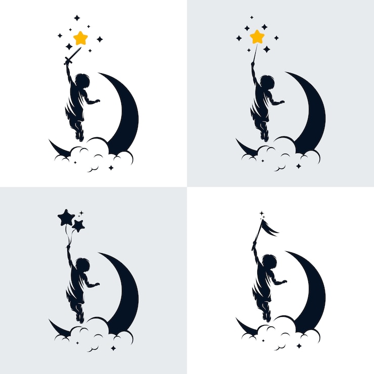 Vector set of kids dream logo design template