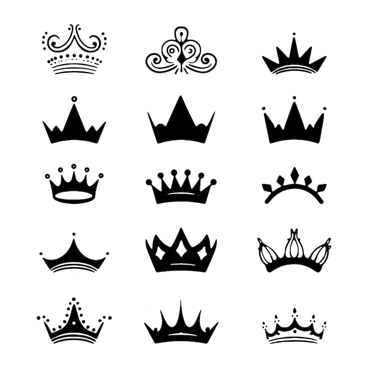 Vector set of king crowns and icon on white background royal symbols crown icons set crown silhouette