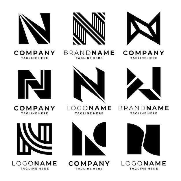 Set of Letter N logo template