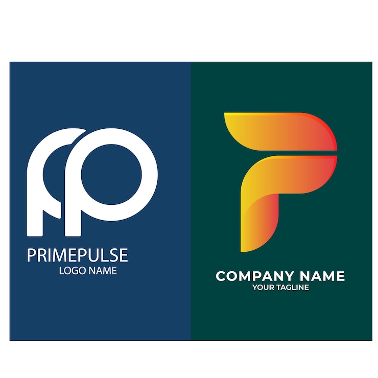 Vector set of letter p logo collection with colorful concept for company